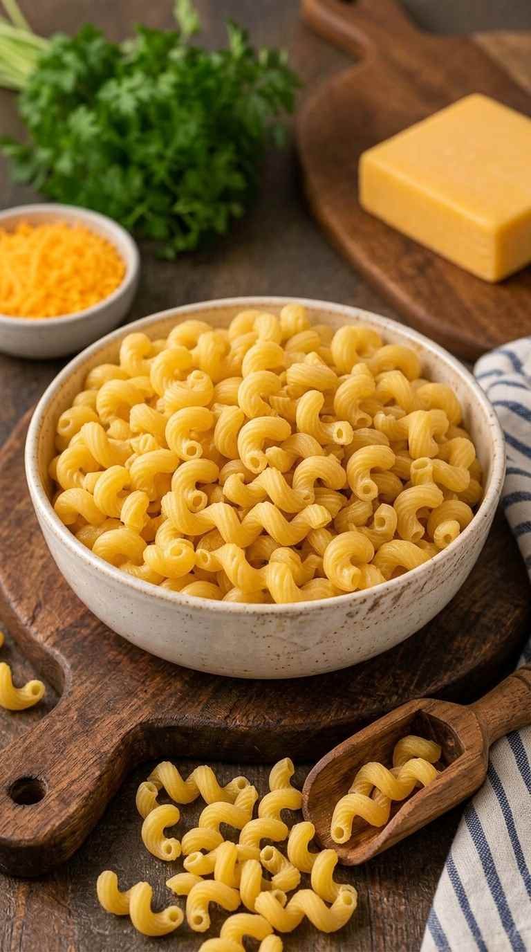 Dry cavatappi pasta for homemade mac and cheese
