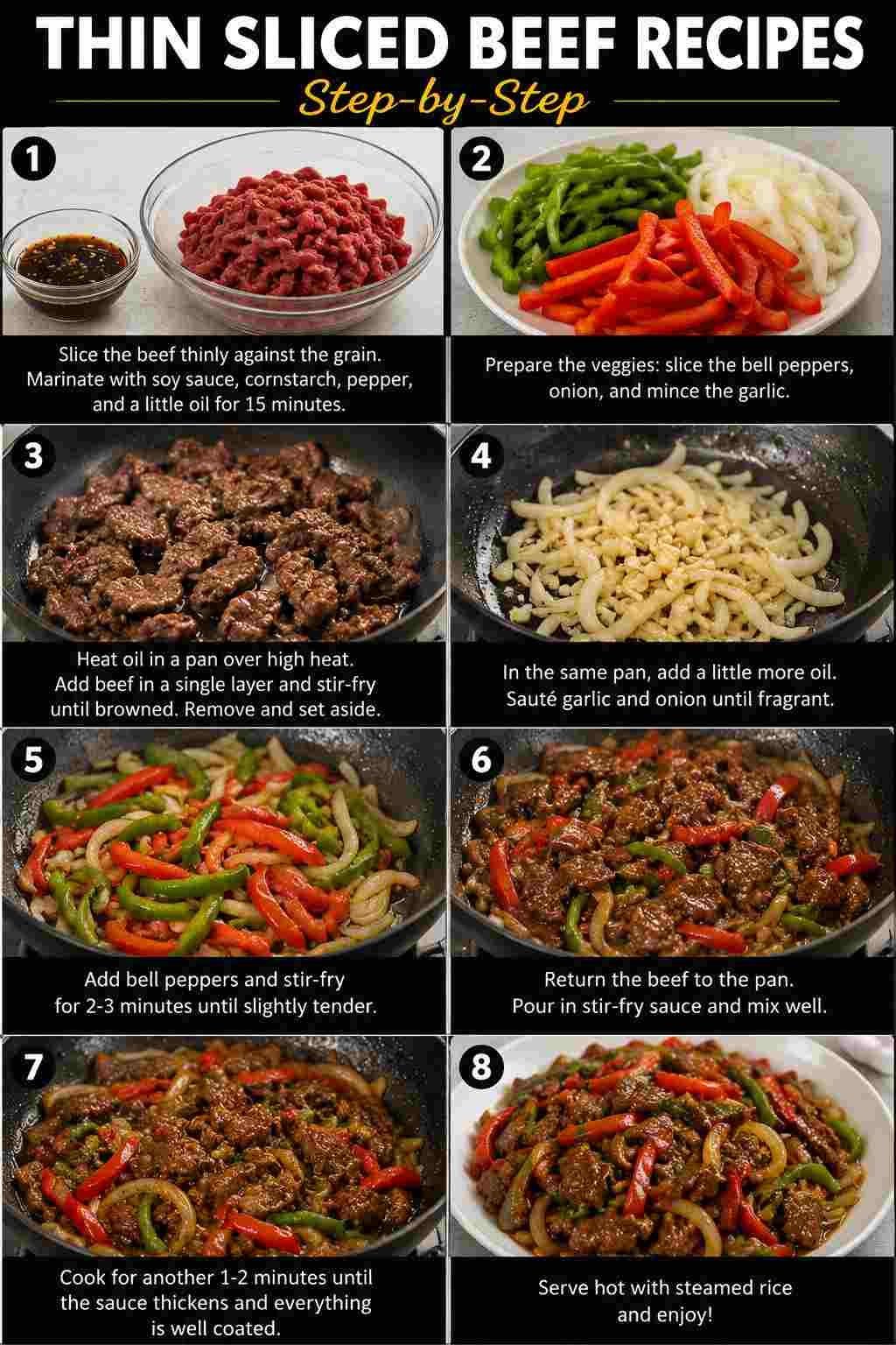 How to cook thin sliced beef quickly in a skillet